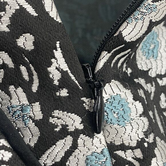 LOFT Mini Skirt Womens 12 Blue Floral Jacquard A-Line Pockets Workwear Casual - Picture 8 of 12